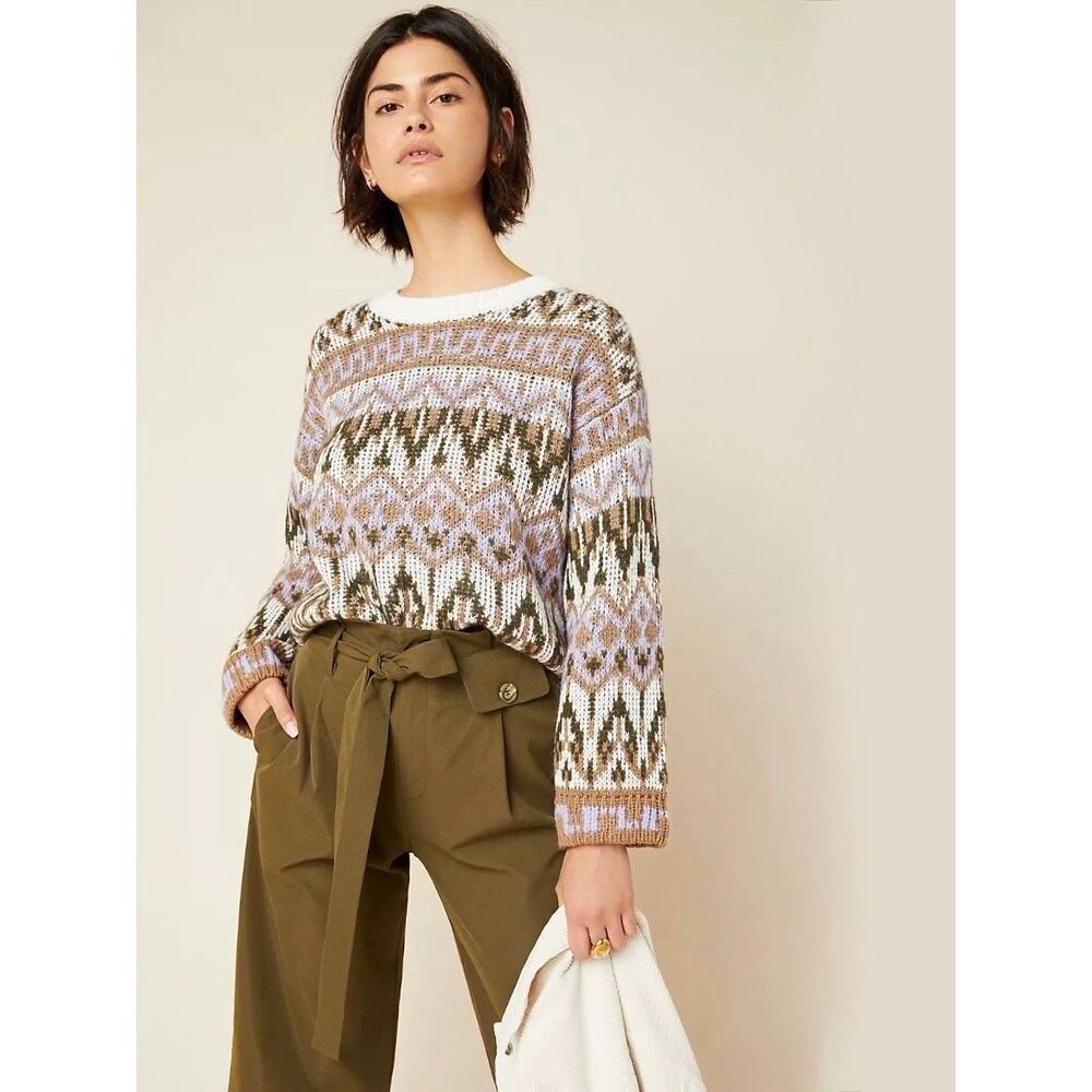 NEW Anthropologie Fabiana Fair Isle Sweater Size Small